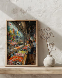 Toronto St Lawrence Market Poster, Canadian Food Travel Decor - Fresh Produce Summer Scene