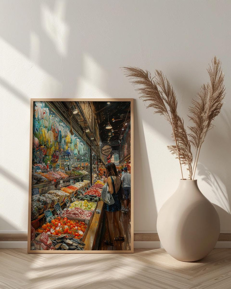 Toronto St Lawrence Market Poster, Canadian Food Travel Decor - Fresh Produce Summer Scene