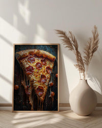 Chicago Pizza Food Poster, City Travel Home Room Decor - Bright Summer Outdoor Patio View