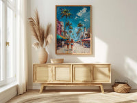 Venice Beach Boardwalk Wall Art, Los Angeles Coast Decor - Vibrant Summer Palm Tree Scene
