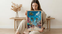 Venice Beach Boardwalk Wall Art, Los Angeles Coast Decor - Vibrant Summer Palm Tree Scene
