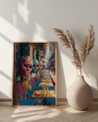 New Orleans Market Poster, Louisiana Travel Historic Home Decor - Colorful Souvenir Summer Street View