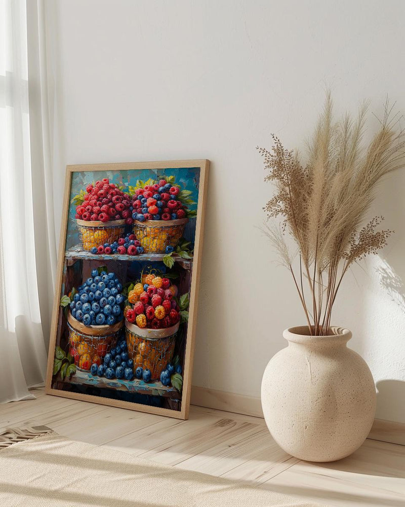 Montreal Jean Talon Art Print, Canadian Fresh Food Decor - Colorful Berry Summer Market Scene