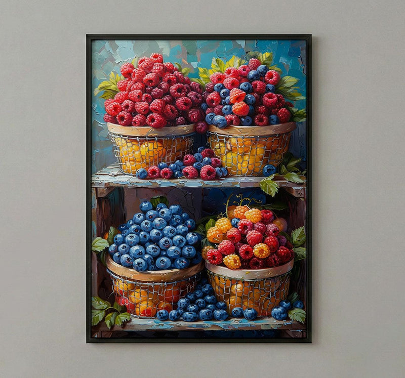 Montreal Jean Talon Art Print, Canadian Fresh Food Decor - Colorful Berry Summer Market Scene