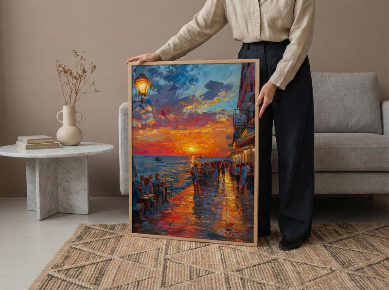Key West Sunset Poster, Florida Coastal Travel Home Decor - Orange Sky Ocean Sea View