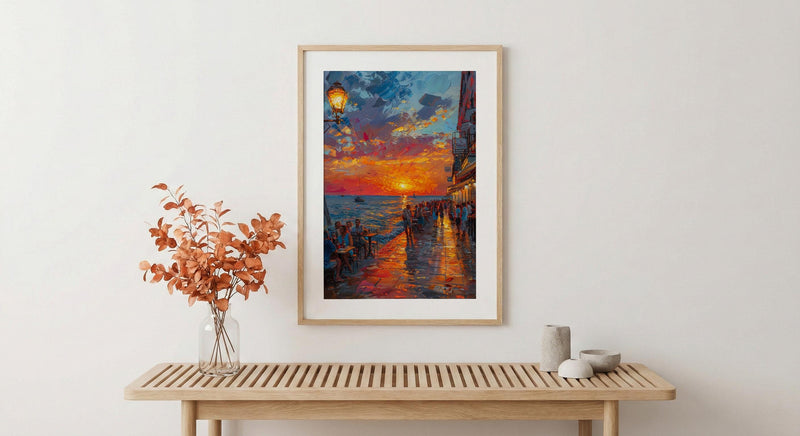 Key West Sunset Poster, Florida Coastal Travel Home Decor - Orange Sky Ocean Sea View