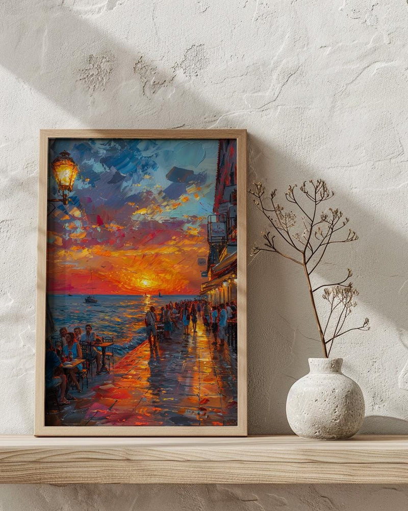 Key West Sunset Poster, Florida Coastal Travel Home Decor - Orange Sky Ocean Sea View
