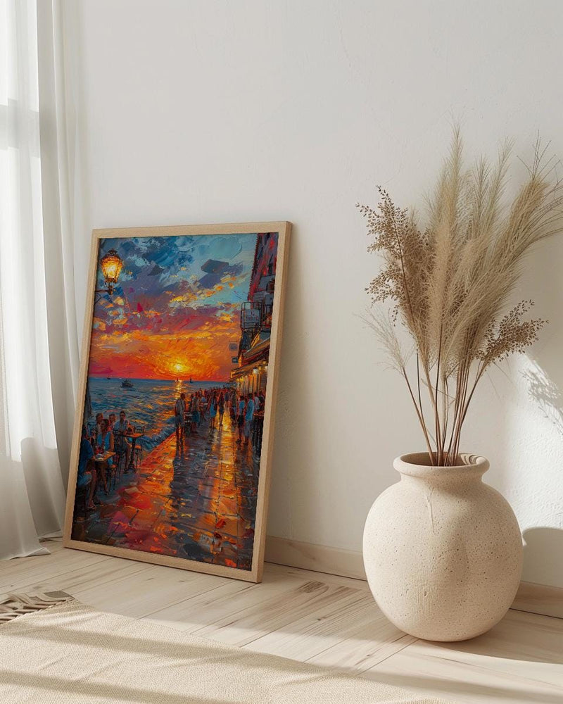 Key West Sunset Poster, Florida Coastal Travel Home Decor - Orange Sky Ocean Sea View
