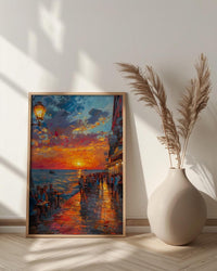 Key West Sunset Poster, Florida Coastal Travel Home Decor - Orange Sky Ocean Sea View