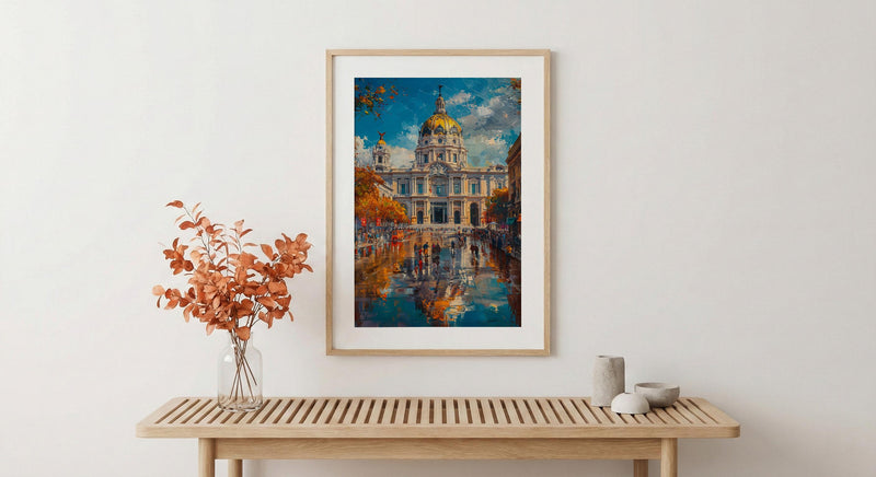 Mexico City Architecture Poster, Palacio De Bellas Artes Decor - Bustling Plaza Summer Scene