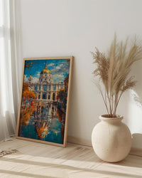 Mexico City Architecture Poster, Palacio De Bellas Artes Decor - Bustling Plaza Summer Scene