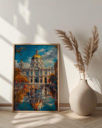 Mexico City Architecture Poster, Palacio De Bellas Artes Decor - Bustling Plaza Summer Scene