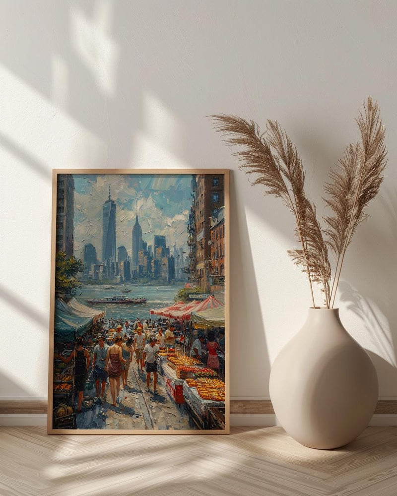 Brooklyn Food Festival Wall Art, New York City Decor - Manhattan Skyline Bright Summer View