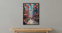 San Francisco Chinatown Poster, California Street Travel City Decor - Red Lantern Summer Market View