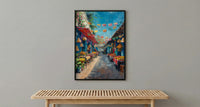Mexico City Market Art Print, Colorful Cultural Travel Decor - Bright Papel Picado Summer Scene