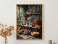Amish Country Market Poster, Rustic Farm Bakery Room Decor - Fresh Fruit Pie Summer Sun