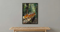Canadian Maple Syrup Art Print, Green Forest Nature Decor - Rustic Wooden Table Summer View