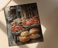 San Francisco Wharf Wall Art, Coastal City Food Decor - Fresh Red Crab Summer Scene