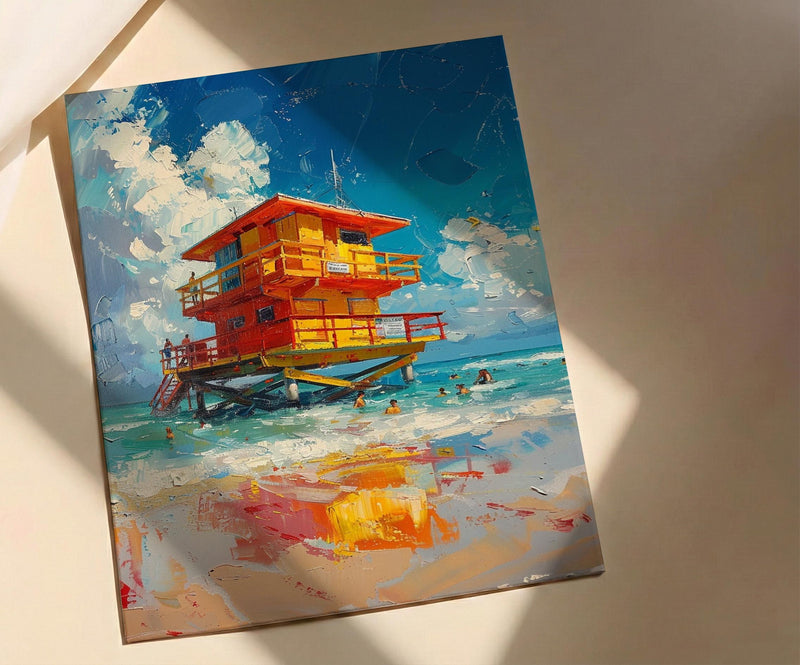 Miami South Beach Art Print, Luxury Florida Coastal Decor - Bright Turquoise Summer Ocean View