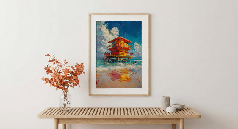 Miami South Beach Art Print, Luxury Florida Coastal Decor - Bright Turquoise Summer Ocean View