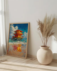 Miami South Beach Art Print, Luxury Florida Coastal Decor - Bright Turquoise Summer Ocean View