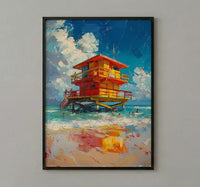 Miami South Beach Art Print, Luxury Florida Coastal Decor - Bright Turquoise Summer Ocean View