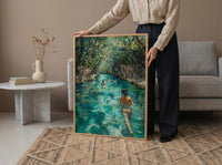 Tulum Mexico Cenote Poster, Tropical Jungle Travel Home Decor - Crystal Clear Turquoise Water View