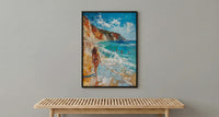 Malibu California Wall Art, Golden Coastal Ocean Beach Decor - Bright Crashing Summer Surf View