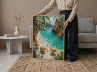 Cancun Mexico Beach Wall Art, Caribbean Sea Travel Decor - Bright Turquoise Summer Ocean View