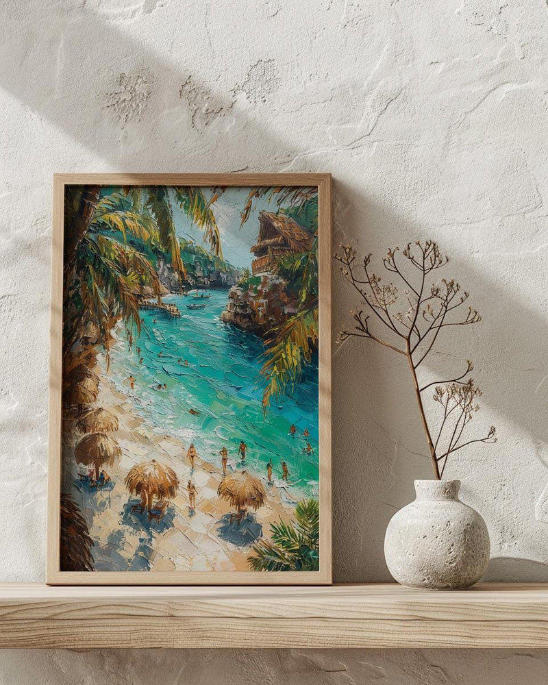 Cancun Mexico Beach Wall Art, Caribbean Sea Travel Decor - Bright Turquoise Summer Ocean View