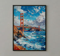Golden Gate Bridge Poster, San Francisco City Bay Decor - Clearing Summer Fog Landscape
