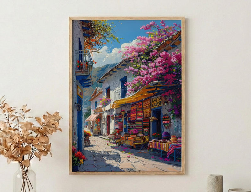 Otavalo Market Poster, Ecuador Summer Decor - Boho Blanket Print