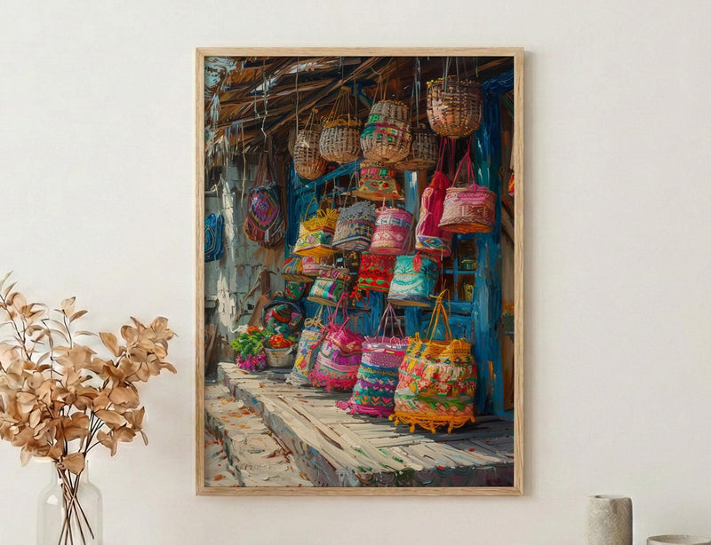 Bolivia Market Poster, Witches Market Decor - Rustic Artisan Print