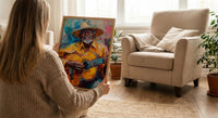 Plaza Guitar Musician Wall Art, Colonial Street Decor - Straw Hat Sun Drenched Summer
