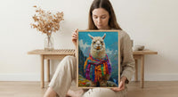 Machu Picchu Llama Poster, Peru Andean Magic Decor - Mystical Green Terrace Summer Morning