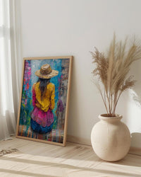 Quechua Weaver Art Print, Traditional Peru Textile Decor - Vibrant Geometric Woven Loom Scene