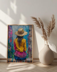 Quechua Weaver Art Print, Traditional Peru Textile Decor - Vibrant Geometric Woven Loom Scene