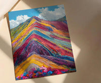 Rainbow Mountain Peru Wall Art, Colorful Nature Decor - Striking Mineral Stripe Summer Sky