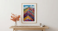 Rainbow Mountain Peru Wall Art, Colorful Nature Decor - Striking Mineral Stripe Summer Sky