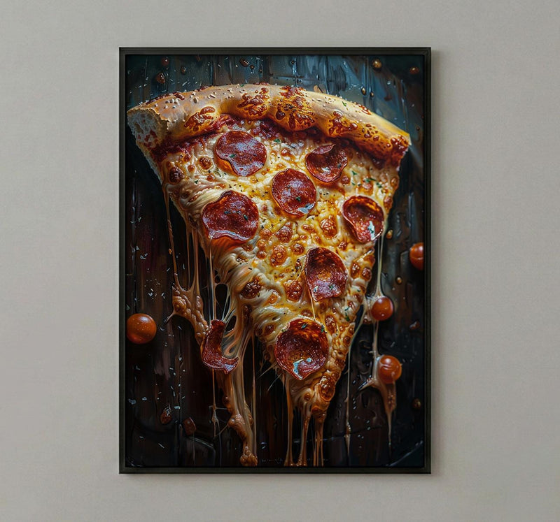 Chicago Pizza Food Poster, City Travel Home Room Decor - Bright Summer Outdoor Patio View