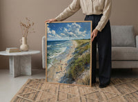 Outer Banks Beach Art Print, North Carolina Coastal Decor - Rolling Summer Surf Wild Horse