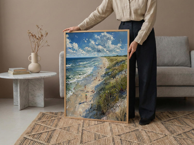 Outer Banks Beach Art Print, North Carolina Coastal Decor - Rolling Summer Surf Wild Horse
