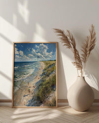 Outer Banks Beach Art Print, North Carolina Coastal Decor - Rolling Summer Surf Wild Horse