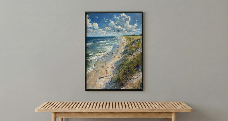 Outer Banks Beach Art Print, North Carolina Coastal Decor - Rolling Summer Surf Wild Horse