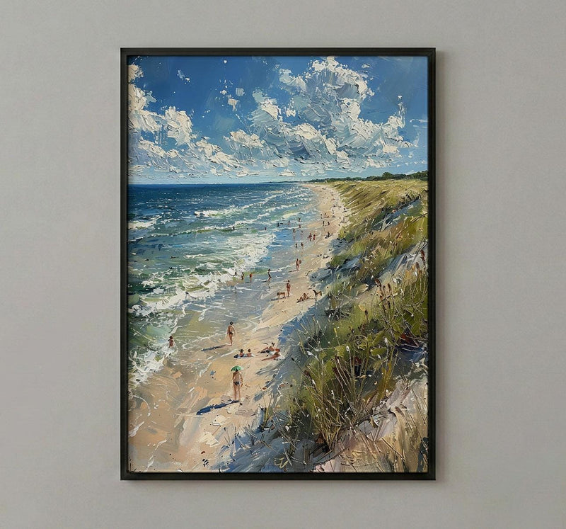 Outer Banks Beach Art Print, North Carolina Coastal Decor - Rolling Summer Surf Wild Horse