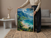 Kauai Hanalei Bay Wall Art, Lush Tropical Island Decor - Majestic Green Mountain Summer Ocean