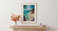 Bahamas Swimming Pig Wall Art, Tropical Exuma Island Decor - Crystal Clear Ocean Summer Fun
