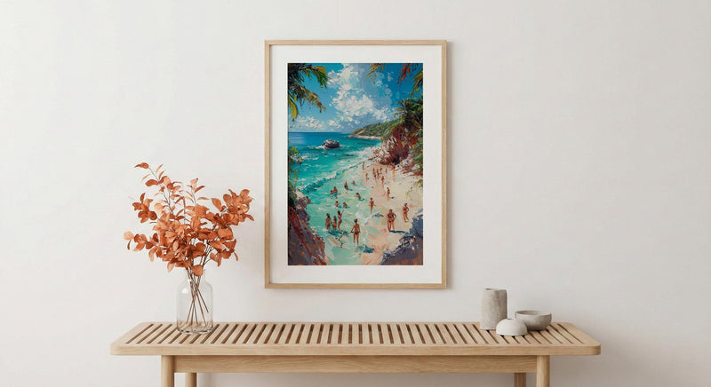 Bahamas Swimming Pig Wall Art, Tropical Exuma Island Decor - Crystal Clear Ocean Summer Fun
