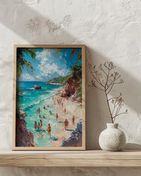 Bahamas Swimming Pig Wall Art, Tropical Exuma Island Decor - Crystal Clear Ocean Summer Fun