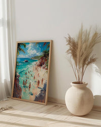 Bahamas Swimming Pig Wall Art, Tropical Exuma Island Decor - Crystal Clear Ocean Summer Fun